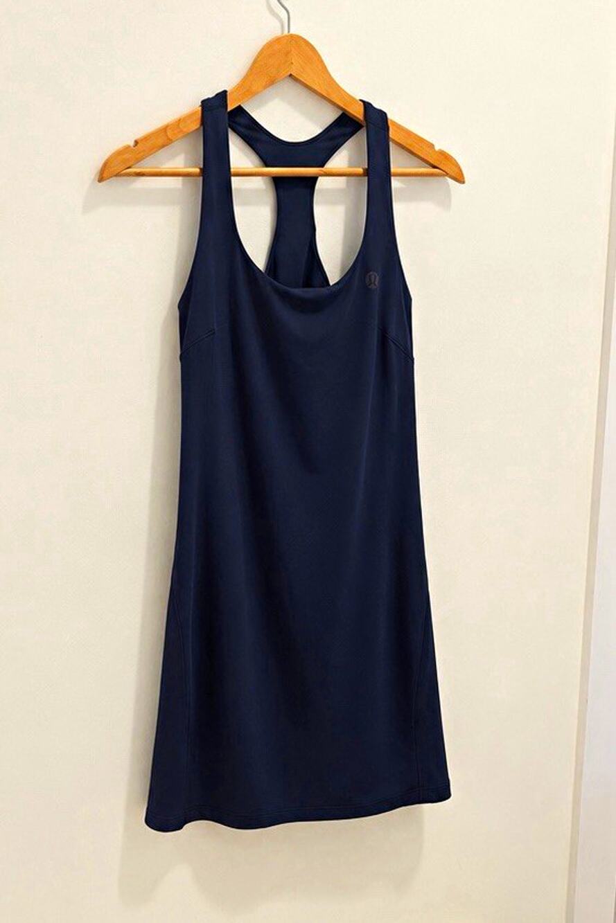 lululemon Women's Navy Racerback Scoop Neck Fitted Stretch Mini Dress Size 8